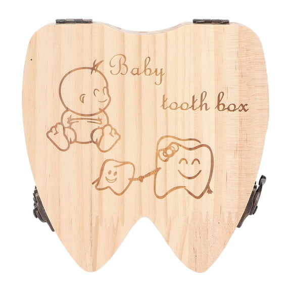 Falleo Clearance Teeth Storage Wooden Box Baby Tooth Keepsake Collecting Box Infants Kids Save Boxes