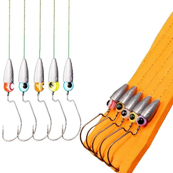 Falleo Clearance Texas Rigs for Bass Fishing with Weights Hooks Rigged Line Kit Fishing Tackle