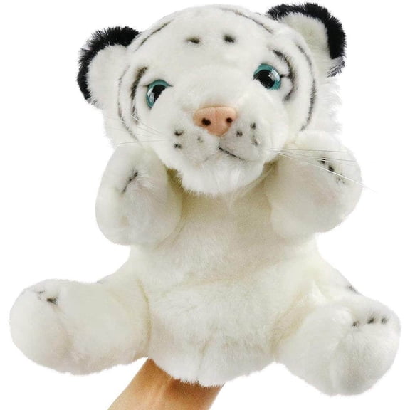 Falleo Clearance Tiger Hand Puppet Stuffed Animal Jungle Plush Toys Wildlife Realistic Tiger Toy for Storytelling Imaginative Play and Role Play