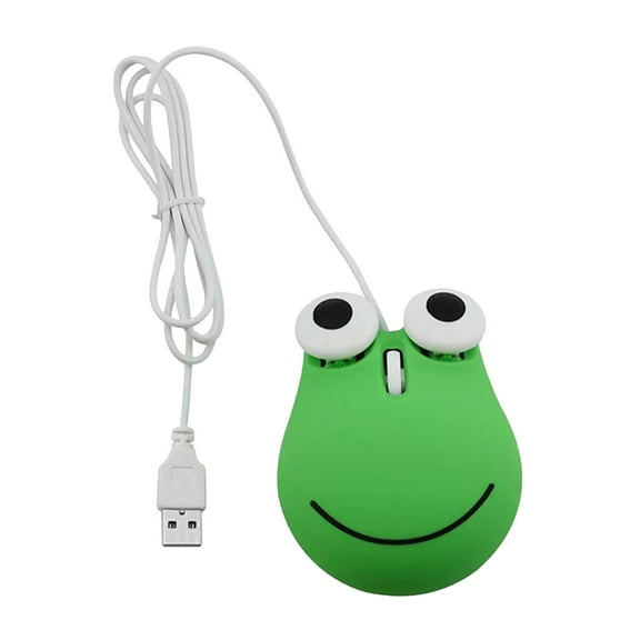 Falleo Clearance USB Wired Cute Mouse for Kids Ergonomic Design Animal Green Frog Shape Corded Computer Mouse for Laptop PC