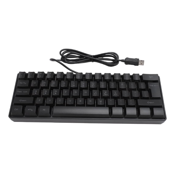 Falleo Clearance USB Wired Gaming Keyboard 60 Percent RGB Backlight 61 Keys Portable Compact Keyboard for PC Gamer Typist Black