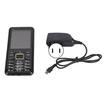 Falleo Clearance V12 2G Unlocked Senior Cell Phone 2.8in HD Screen Large Button Four Cards Four Standbys Cellphone for Elderly and Kids 100?240VBlack US Plug