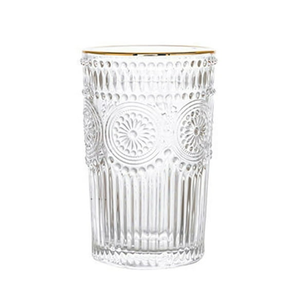 Falleo Clearance Vintage Embossed Glasses Drinking Glasses Water Glasses Modern Embossed Designs Glasses