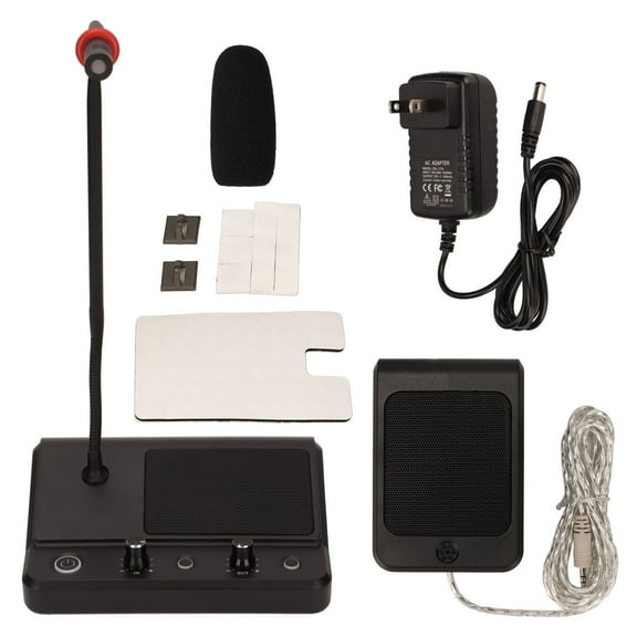 Falleo Clearance Window Dual Way Speaker System Counter Intercom Microphone for Bank Train Station 100?240V US Plug