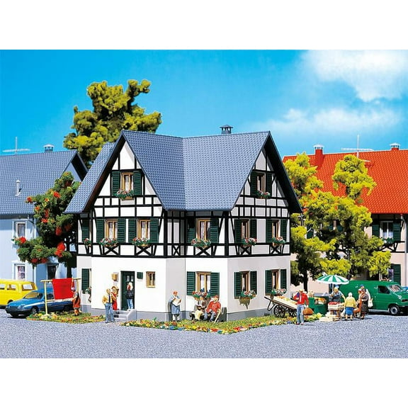 Faller HO Scale Building/Structure Kit Half-Timbered 2-Family House/German Home