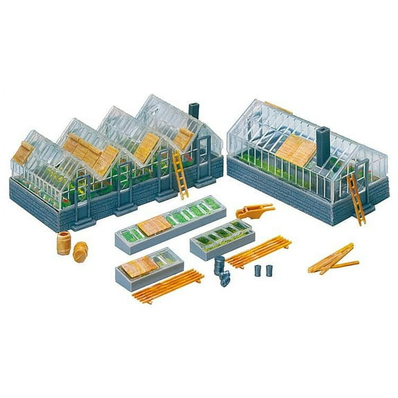 Faller HO Scale Building/Structure Kit Small Greenhouses (2-Pack) w/ Flower Beds