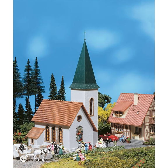 Faller HO Scale Building/Structure Kit Town/Village Church w/ Steeple