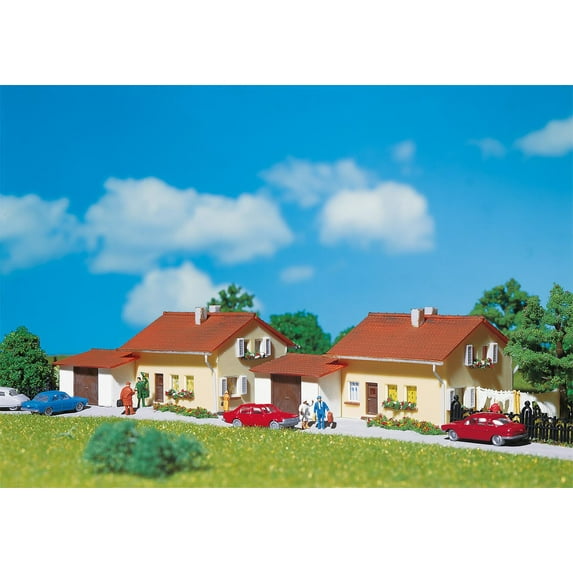 Faller N Scale Building/Structure Kit Two Suburban Homes/Houses with Garage
