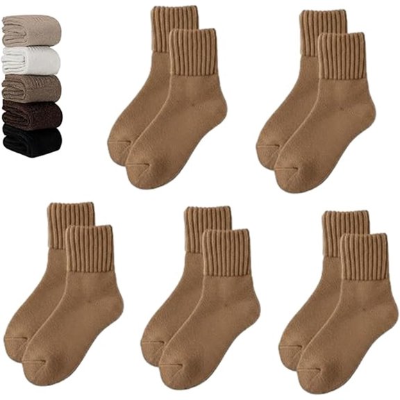 Fallesson/Neattidyly/Fertilvrsus 5 Pairs Women's Solid Mid-Calf Socks, Womens Soft Crew Socks, Thick Cotton Socks