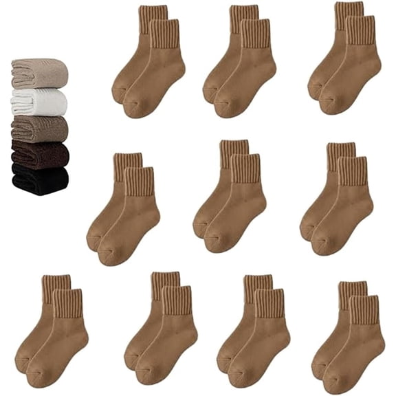 Fallesson/Neattidyly/Fertilvrsus 5 Pairs Women's Solid Mid-Calf Socks, Womens Soft Crew Socks, Thick Cotton Socks