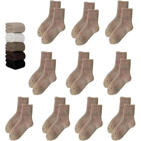 Fallesson/Neattidyly/Fertilvrsus 5 Pairs Women's Solid Mid-Calf Socks, Womens Soft Crew Socks, Thick Cotton Socks