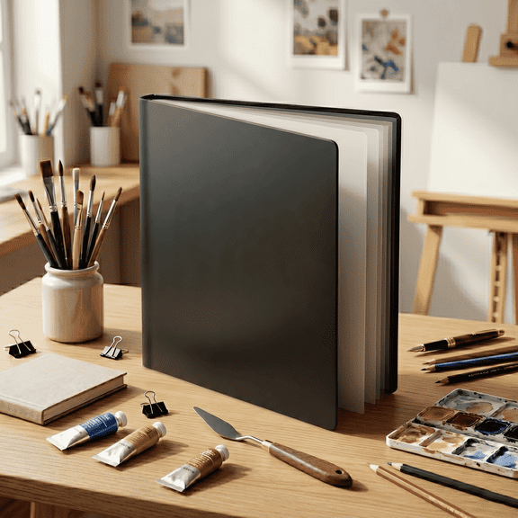 LAVFOX 18x24 Art Portfolio Folder Displaying 48 Pages with Plastic Sleeves, Black