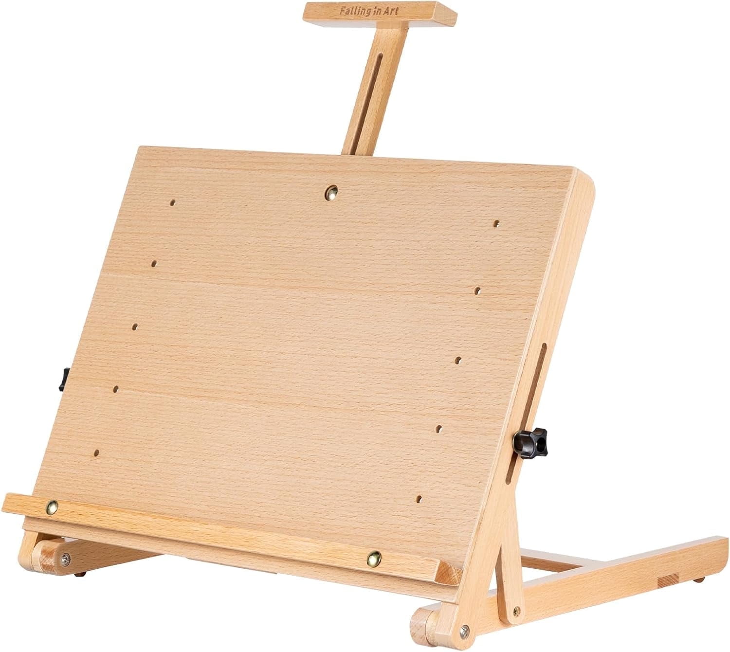 LAVFOX Tabletop Easel for Painting, Premium Wood Desktop Art Easel with Storage Supply Drawer, Adjustable Wooden A-Frame Painting Board Display Stand for Artists and Students, Natural Beech Wood