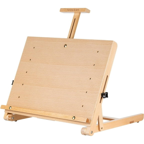Beechwood Tabletop Easel, Adjustable Wooden Drawing Board Easel for Painting, Displaying Artwork, and Sketching