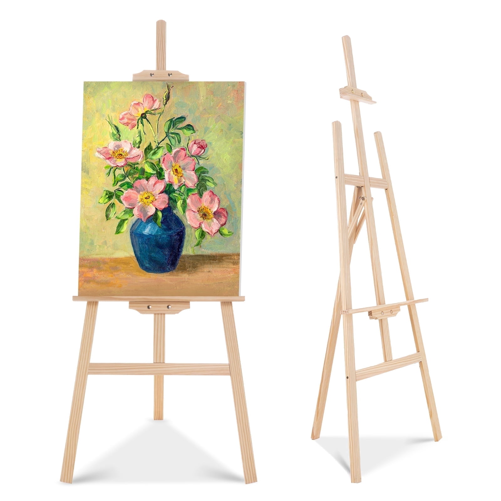 LAVFOX Adjustable Wooden Easel Stand for Painting Canvas, Folding Art Display Easel for Wedding Sign and Poster, Fits Up to 42 Inches