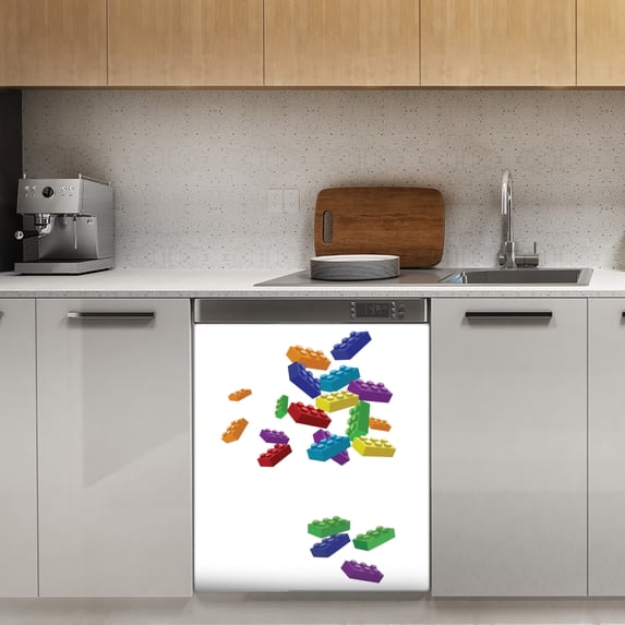 Falling Blocks Dishwasher Magnet Cover Decorative Sticker for Home Cabinet Kitchen 23" x26"