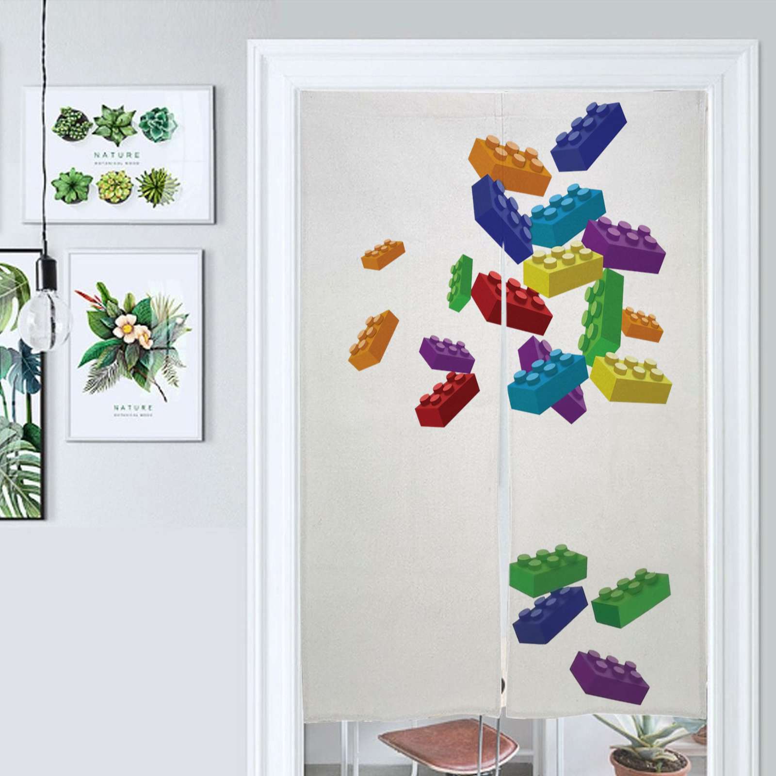 Falling Blocks Door Curtain Nordic Living Room DoorCurtain Porch ...