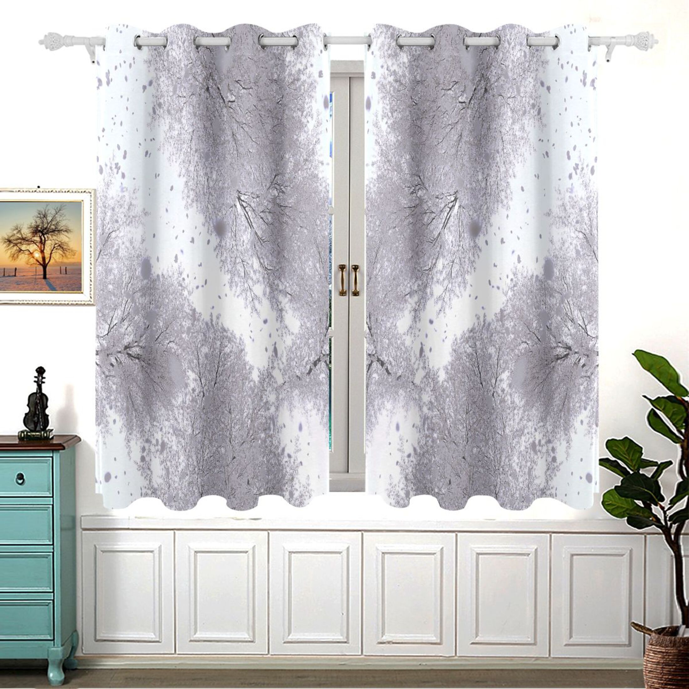 Falling Cherry Petals 54x55 Inch Blackout Curtains Thermal Insulated ...