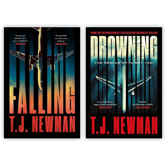 T.J. Newman 2 Books Collection Set Falling & Drowning: The Rescue of Flight 1421 | Thrilling Disaster & Survival Fiction Collection