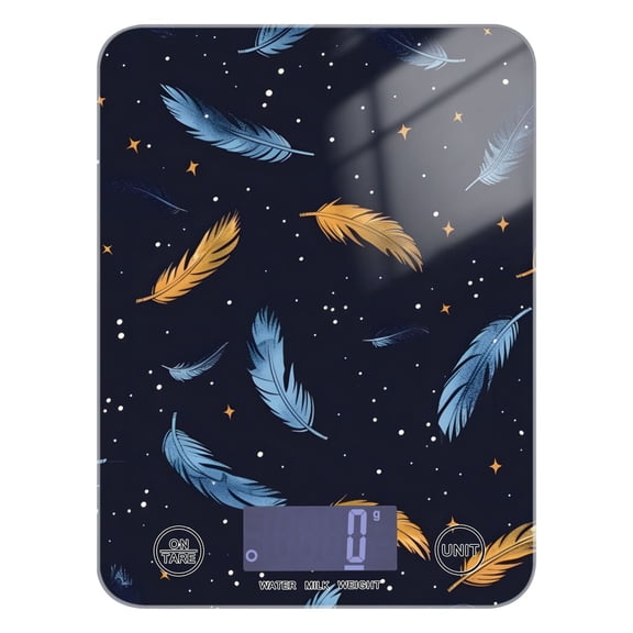 Falling Feathers Food Scale Digital Kitchen Scale Waterproof Tempered Glass Tare Function 11 lb for Baking Cooking Meal Prep