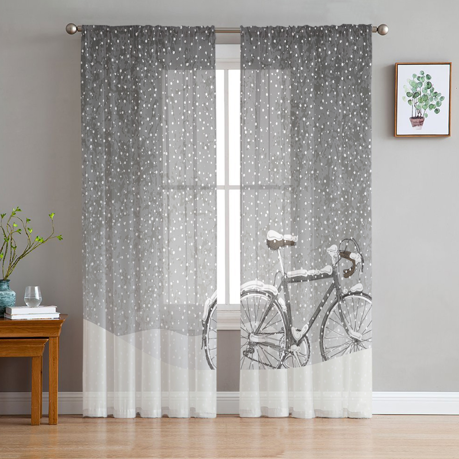 Falling Flower Direct Window Curtain for Bedroom Sheer Curtain for