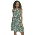 thumbnail image 1 of Falling Flowers Women's Chiffon Halter Neck Mini Dress, Sizes XS-XL, 1 of 7