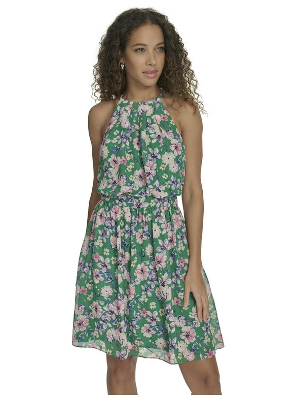 Women's Chiffon Halter Neck Mini Dress, Sizes XS-XL