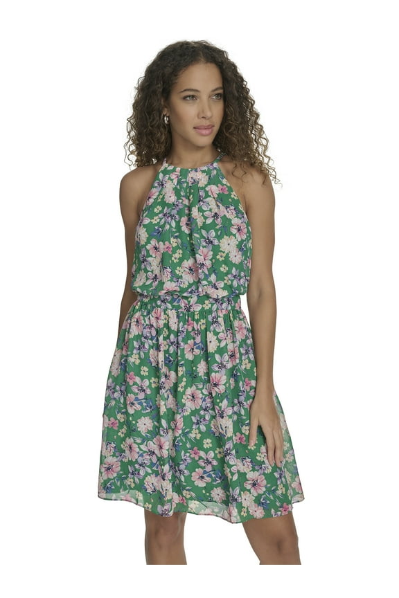 Women's Chiffon Halter Neck Mini Dress, Sizes XS-XL