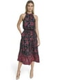 thumbnail image 1 of Falling Flowers Women's Ruffle Neck Midi Dress, Sizes XS-XL, 1 of 6