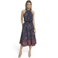 thumbnail image 1 of Falling Flowers Women's Ruffle Neck Midi Dress, Sizes XS-XL, 1 of 6