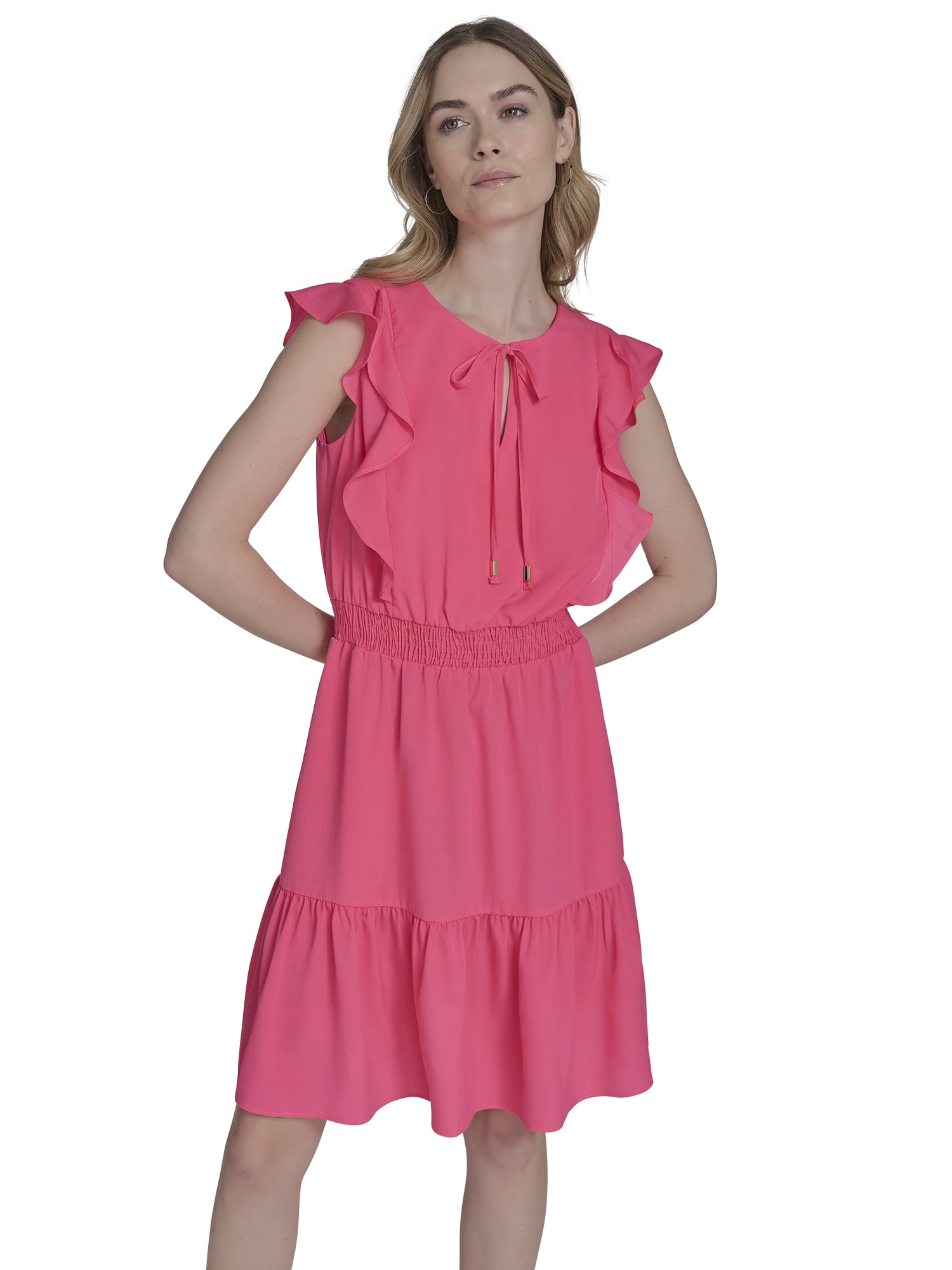 Falling Flowers Women's Smocked Fit & Flare With Ruffle Details Short Dress,  Sizes XS-XL - Walmart.com