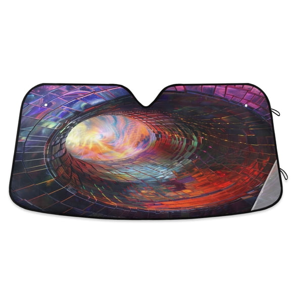 Falling Geometric Sensation Illusion Car Windshield Sun Shade Foldable Car Front Window Visor Heat and UV Protection 53x23.5