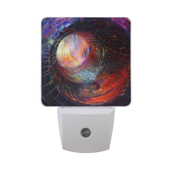 Falling Geometric Sensation Illusion Night Light 2 Pack LED Nightlight Plug into Wall Dusk to Dawn Sensor Soft White