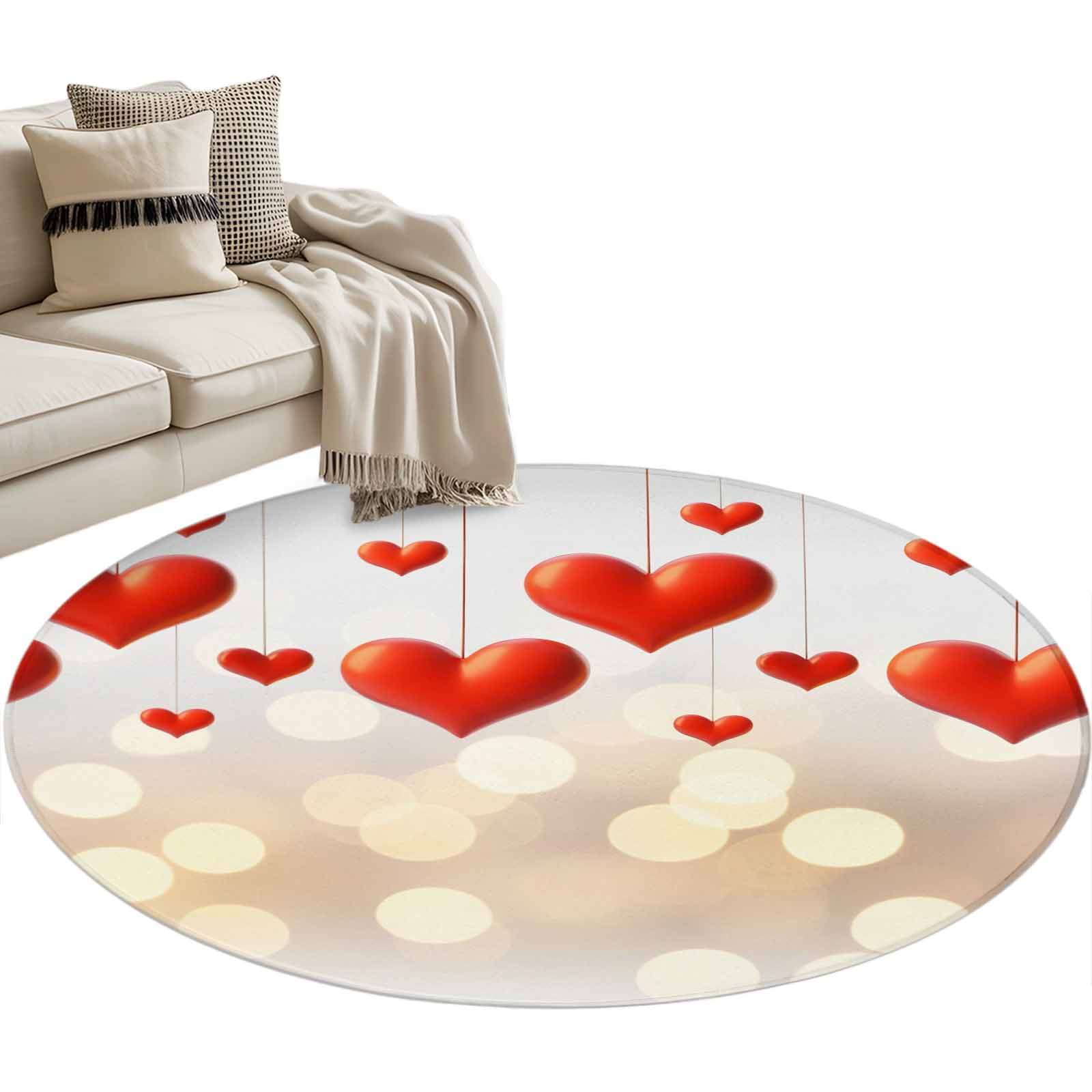 Falling Heart Washable Round Area Rug 3.3 ft, Gradient Yellow Shiny ...
