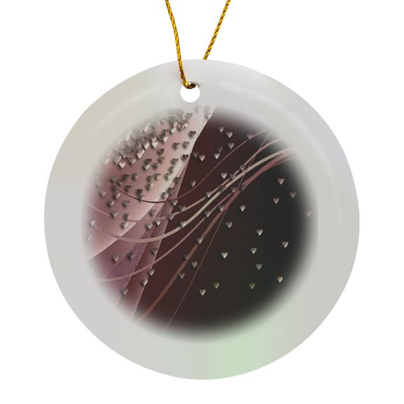 3drose, Falling Hearts, Autumn Orange, Circle Porcelain Ornament