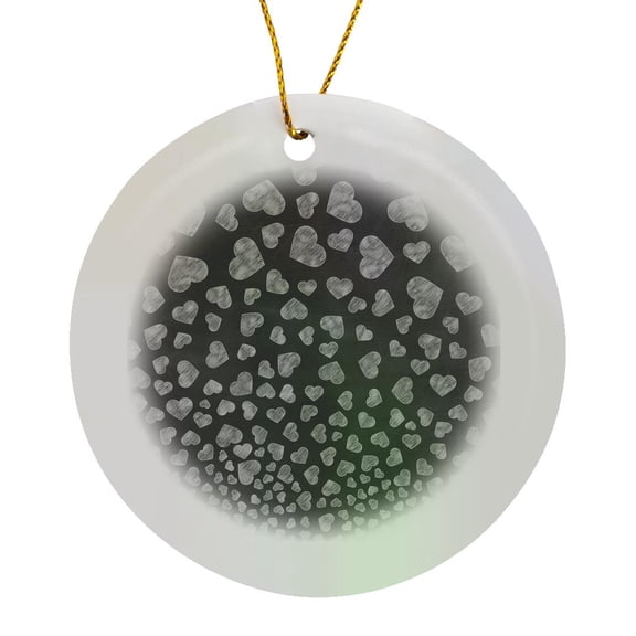 3drose, Falling Hearts on a Chalkboard Background, Circle Porcelain Ornament