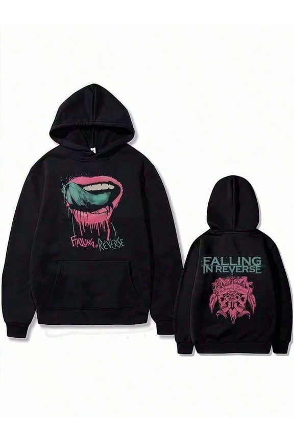 Falling In Reverse Double Sided Print Hoodie - Unisex Vintage Gothic Punk Oversized Streetwear Sweatshirt