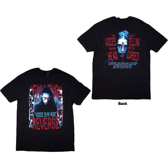 Falling In Reverse Unisex T-Shirt Voice Collage (Black) (Back Print) (Large)