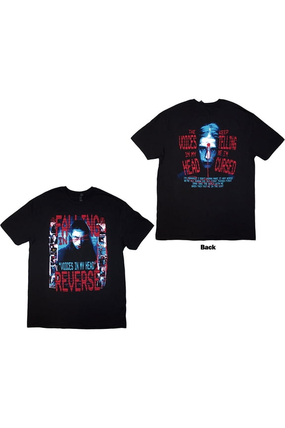 Falling In Reverse Unisex T-Shirt Voice Collage (Black) (Back Print) (Large)