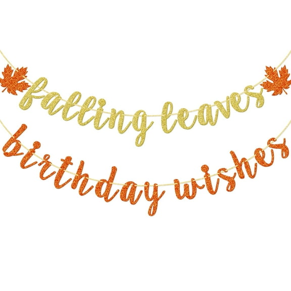 Falling Leaves Birthday Wishes Banner