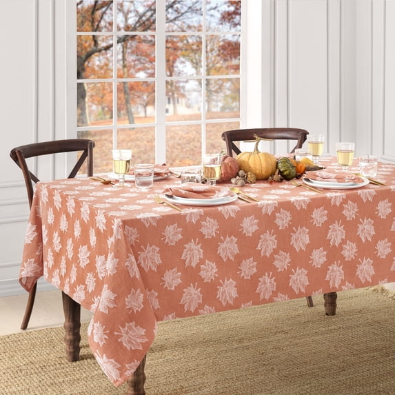 Elrene Home Fashions Falling Leaves Jacquard Tablecloth, Sienna, 60" x 102" Rectangle