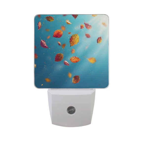 Falling Leaves LED Night Light Sensor Lamp Plug-in Adjustable Brightness 2 Pack