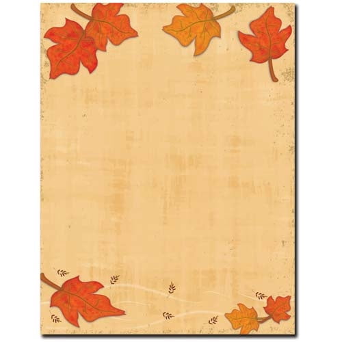 Falling Leaves Letterhead Laser & Inkjet Printer Paper - 8.5in. X 11in. - 25 Sheets (olh49925) - Fall Themed Stationery, Thanksgiving Writing Paper