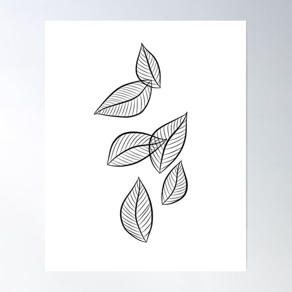 Falling Leaves Line Art Drawing Poster Wall Art, Modern Wall Decor For Living Room Bedroom, 8x12 UNFRAMED