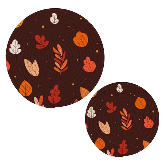Falling Leaves and Autumn Trivets Potholders Cotton Braided Potholders Heat-Resistant Pads 7.09'' and 9.45''