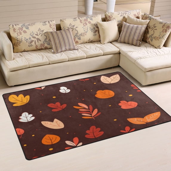 Falling Leaves and Autumn Soft Polyester Area Rug 31''x20'', Non Slip, Memory Foam, Water Absorbent