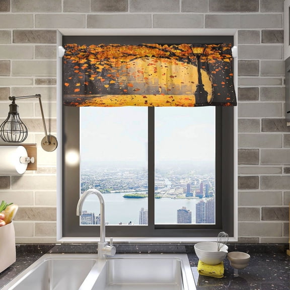 Falling Leaves and Lamp Valance Curtains Rod Pocket for Kitchen Living Room Windows Farmhouse Decor 54x18