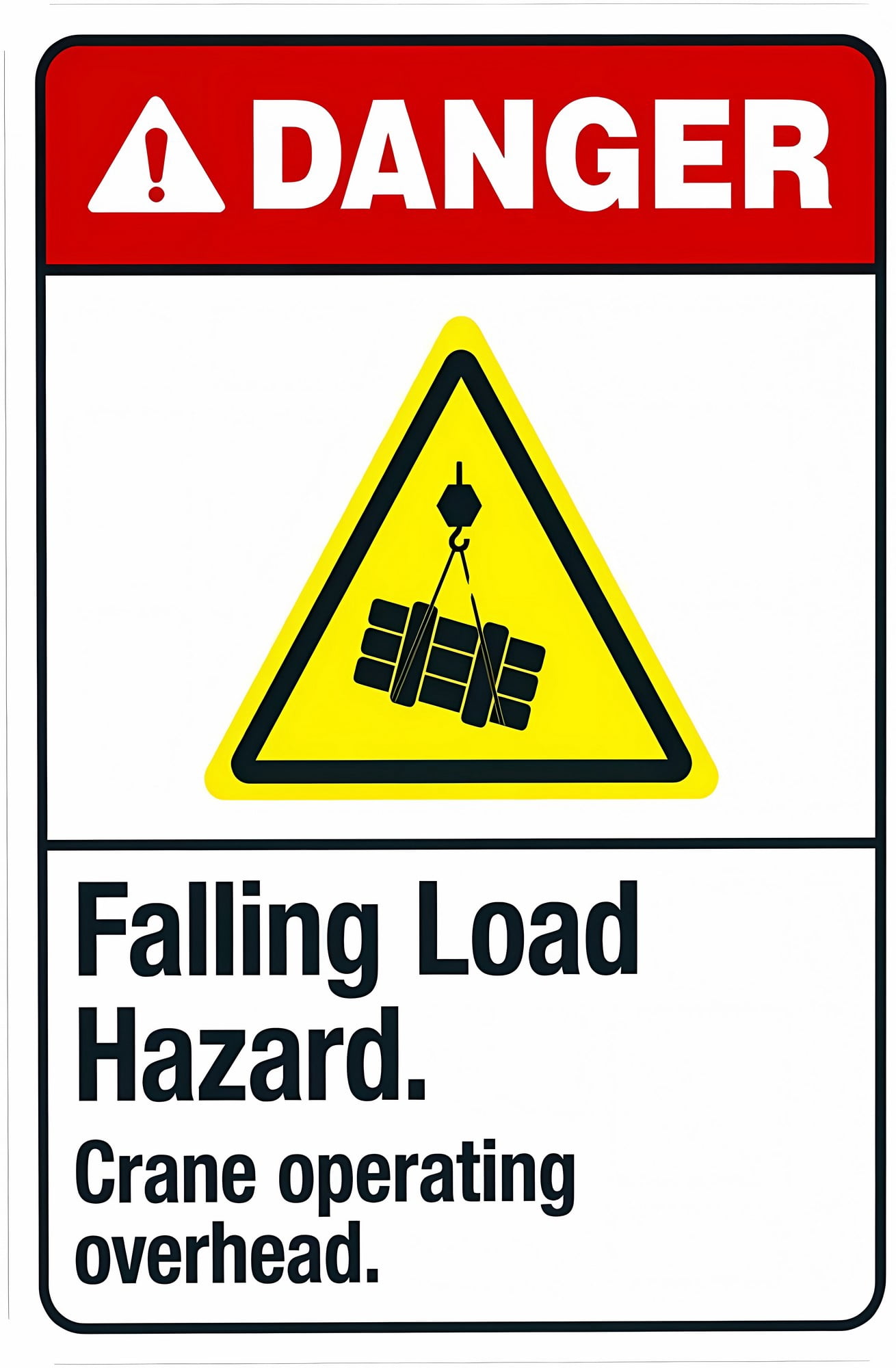 Falling Load Hazard Crane Operating Overhead Sign 8