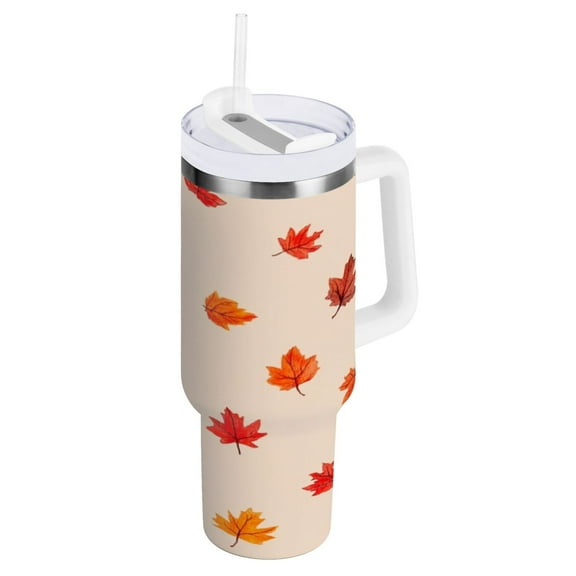 Falling Maple Leaves Insulated Tumblers 40oz Double-Walled Stainless Steel Water Bottles Car Handle