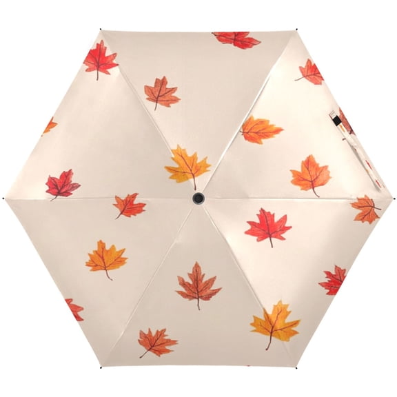 Falling Maple Leaves Umbrellas for Sun Auto Open Close UV50+ Waterproof 5-Fold Compact Fiberglass Frame